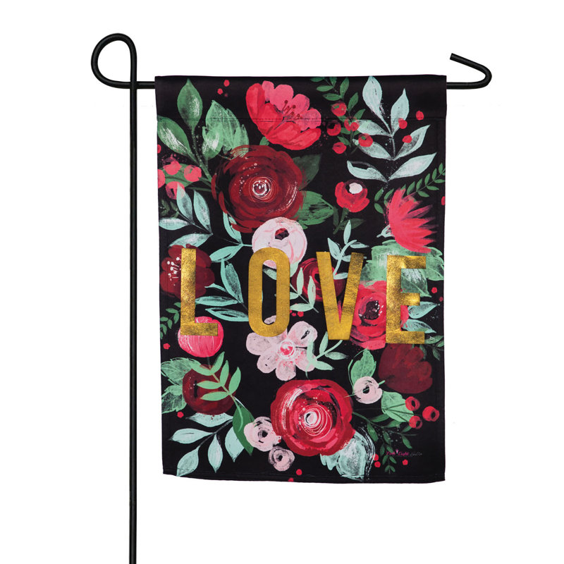 2 côtés en polyester 18 x 13 po love floral drapeau de jardin