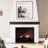 Stowe Rustic Charcoal Wood Fireplace Mantel Shelf - With Dark Hand Brushed Sand Groove Pattern-86655791