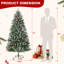 Arbre de Noël artificiel PE avec pommes de pin et baies, flocage de neige de 4 pi à 7 pi, base en métal, conception à charnières-374341586