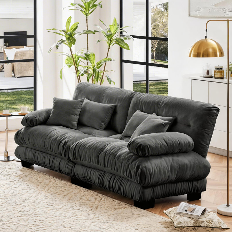 Canapé Cloud Couch 2 places - Canapé moelleux gris chenille avec coussins lombaires et coussins, Gris