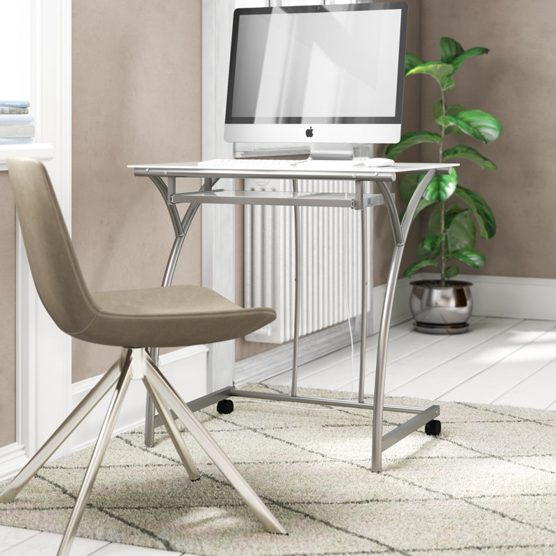 Glass Top Metal Base Computer Desk