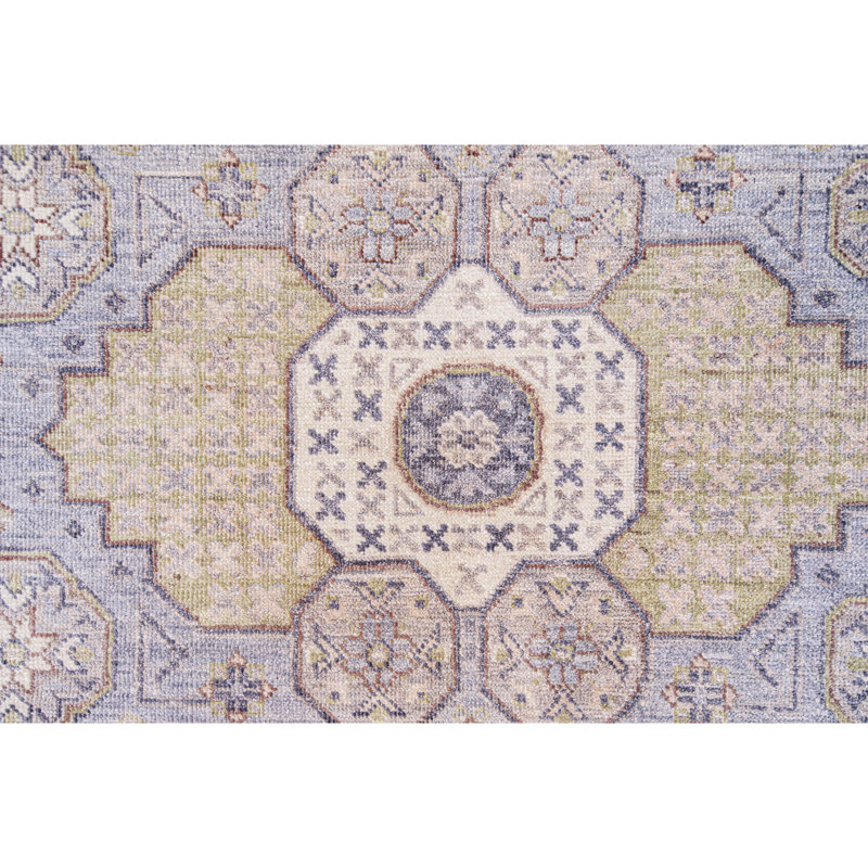 Tapis unique de 8 pi 2 po x 9 pi 10 po beige / vert clair / gris clair