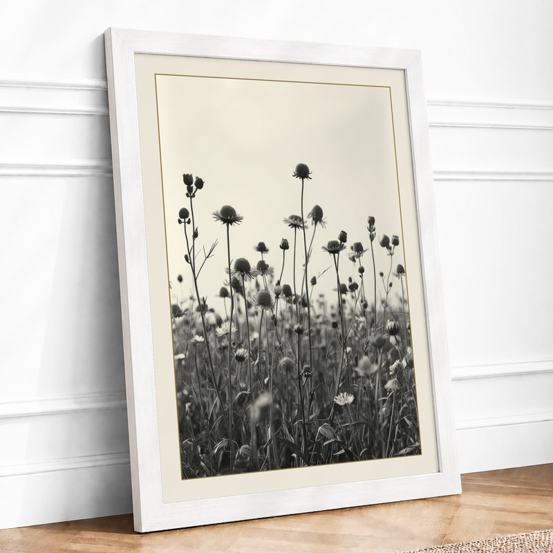 Wildflower Stems Botanical - Framed Print, A3 - 42.0 x 29.7 cm, White