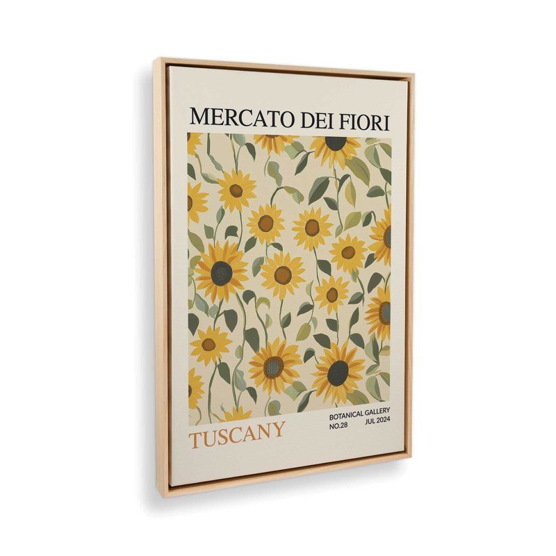 Marché aux fleurs d'été en Toscane, Cadre américain en érable flottant, H 12,75 po x l 8,75 po