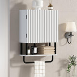 Over The Toilet Storage Cabinet with Adjustable Shelf and Towel Bar
