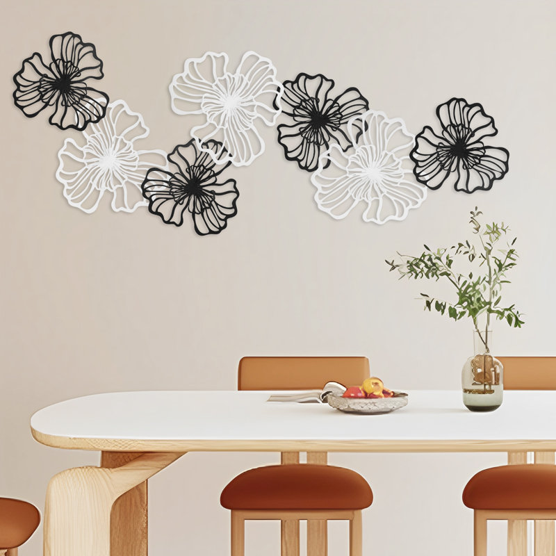 Décoration murale en métal 7 pièces 7 pièces, Noir / blanc
