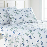 Myosotis Scorpioides 300 Thread Count Floral 100% Cotton Sateen Sheet Set