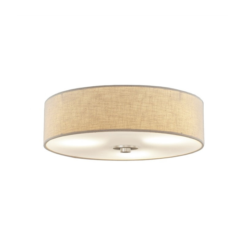 Plafonnier encastré 15 po 3 lumières, Nickel, Crème