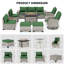 Ensemble de conversation modulaire d'extérieur 12 pièces avec table de foyer, chaises berçantes pivotantes et repose-pieds 12 pièces-2004413218