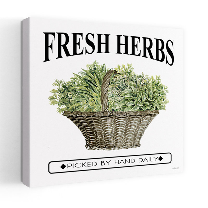 «Fresh Herbs», art mural rétro rustique biologique, 24" H x 24" W