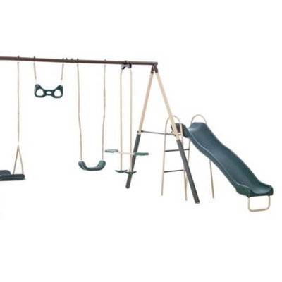 XDP Recreation Deerfield 10 Child Capacity Kids Swing Set Backyard Play Set