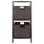 Tablette de rangement 3 pièces Leo avec 2 paniers tissés pliables, espresso et chocolat