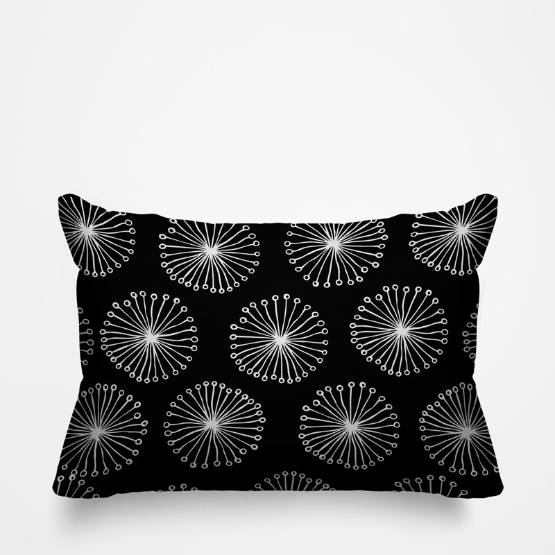 Janis Dandelion Indoor/Outdoor Throw Pillow, Black
