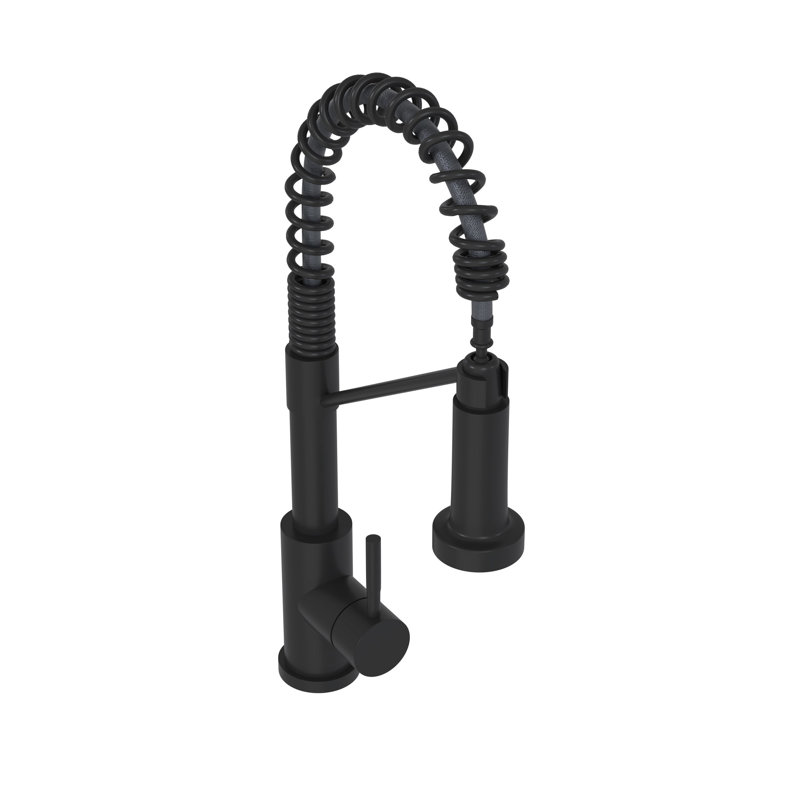 Robinet de cuisine 19 "noir mat avec poignée simple - Acier inoxydable 304 pour robinet de salle de bain, construction moderne