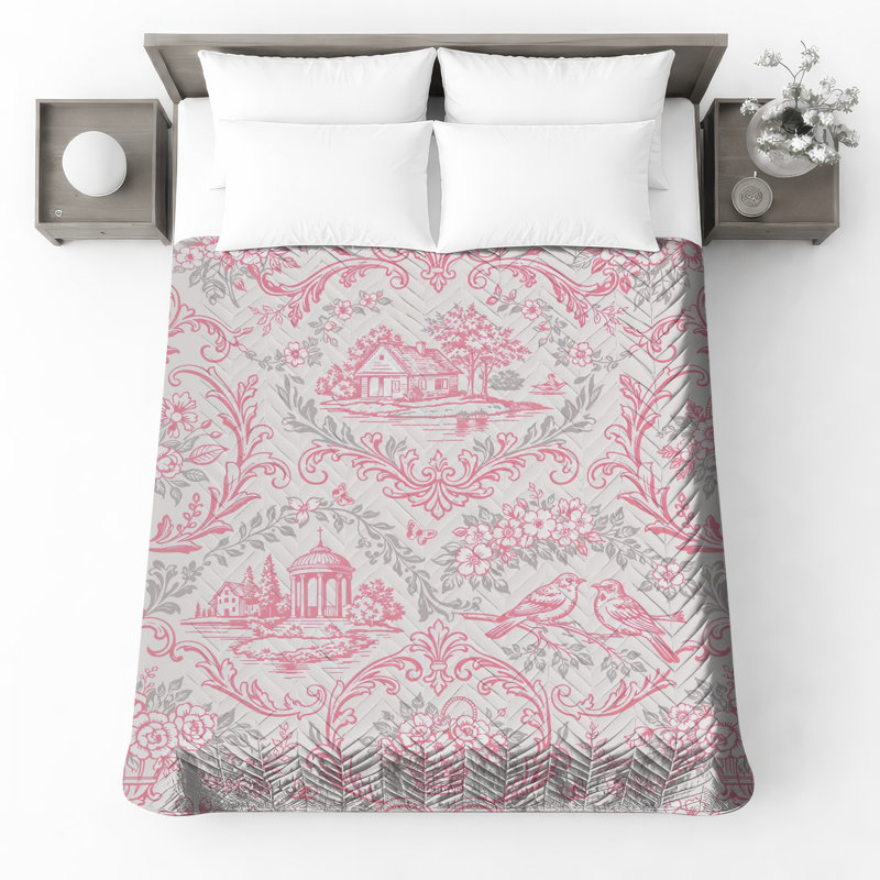 Couvre-lit matelassé rose Toile toutes tailles, Full / Double