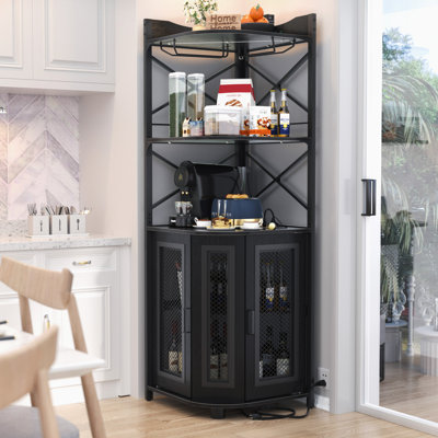 Kitchen Pantry With Adjustabel Shelf, Pantry Cabinet With Outlets by Wrought Studio
