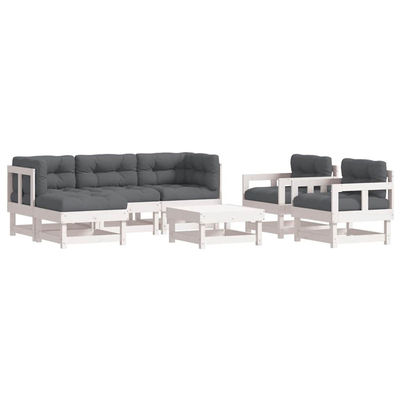 Ensemble de conversation avec coussins Chongris, L 24 po x l 23,8 po x H 11,8 po, Gris anthracite, Blanc