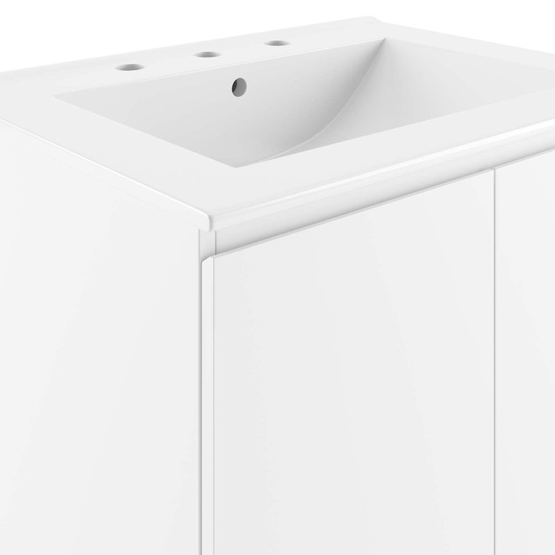 Meuble-lavabo mural 24 po Bryn par Modway, Blanc, Blanc
