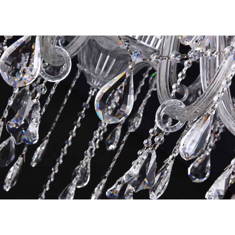 Lustre empire 18 lumières de style bougie Tedeschi, Chrome / transparent