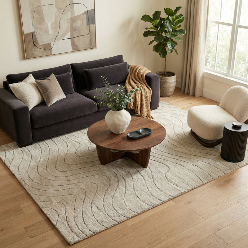 Rug Branch Rahil 8' x 11' (7'10" x 10'10") Beige/Cream Abstract Indoor Area Rug, Comtemporary, Medium Pile, Stain-Resistant Carpet - Living Room, Bedroom, Dining Room, and Kitchen