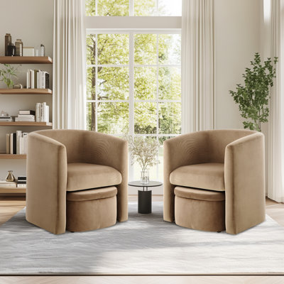 Kyah Upholstered Barrel Chair with Ottoman
