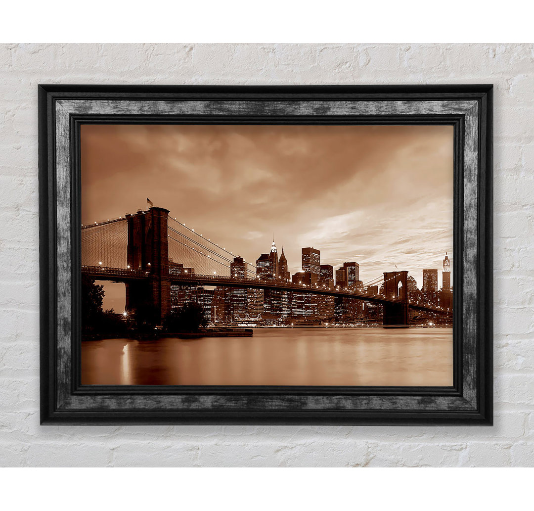 New York City Brooklyn Bridge Brown Cast - Einzelner Bilderrahmen Kunstdrucke