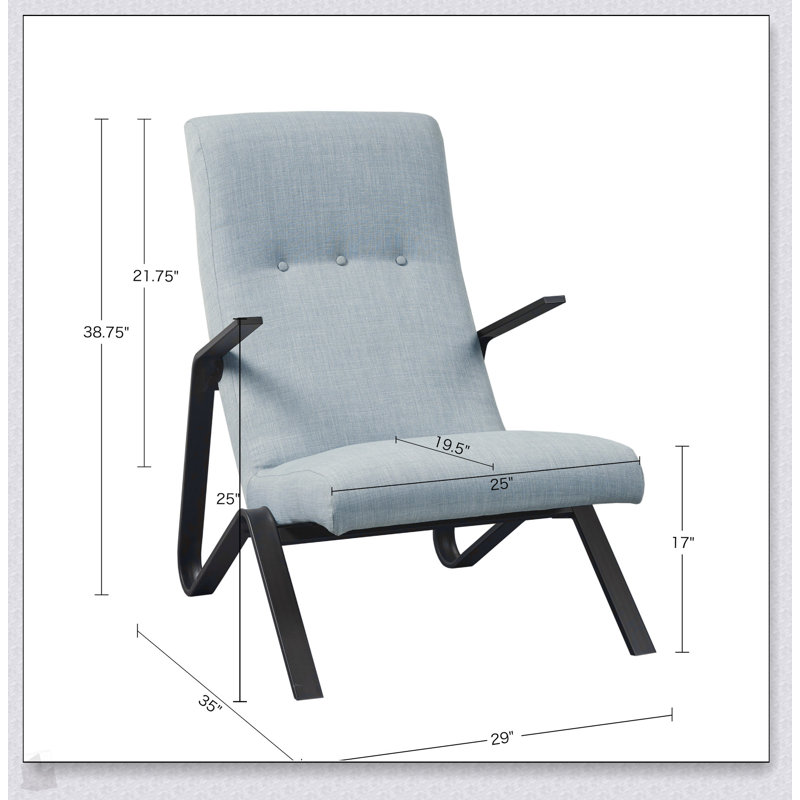Fauteuil capitonné en tissu bleu clair avec rembourrage confortable et design élégant pour une utilisation polyvalente à la maison