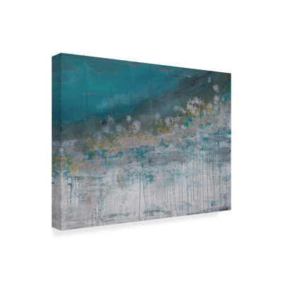 'Lithosphere Blue Gray' Acrylic Painting Print on Wrapped Canvas