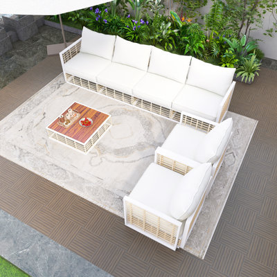 Ensemble de canapé modulaire d'extérieur en métal 7 pièces Modern Minimalist