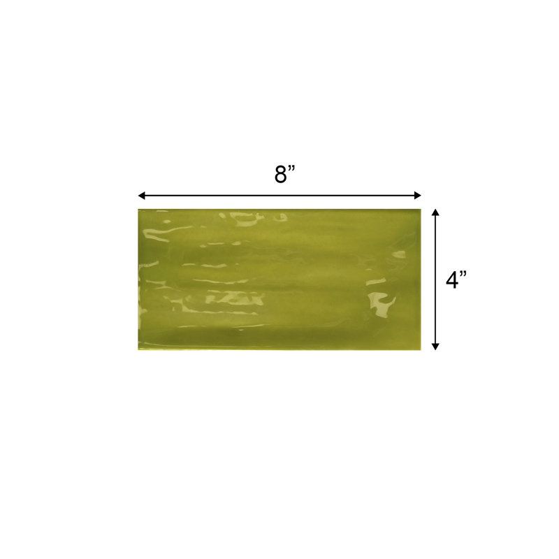 Jade 4" x 8" Subway Wall Tile, Lime Green 