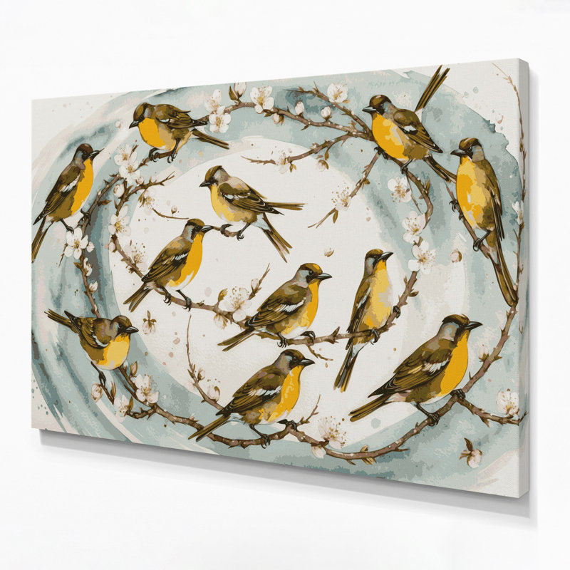 «Birds Common Tailorbird», art mural sur toile blanche, H 12 po x l 18 po