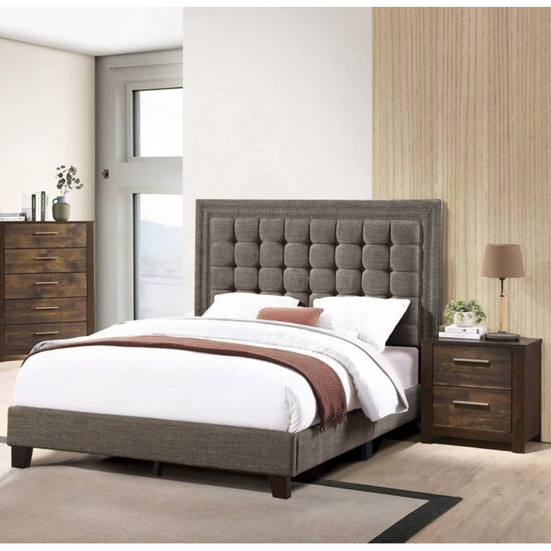 Mobilier de chambre à coucher capitonné 1pc, Grand lit