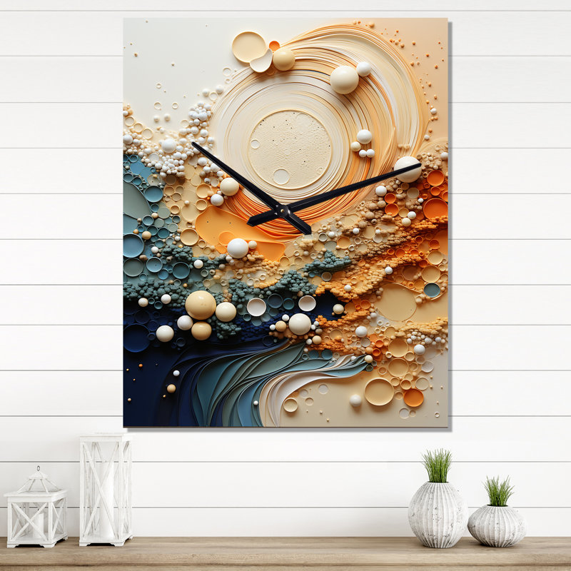 Horloge murale Serene Sands II - Abstract Collages, H 32 po x l 16 po x P 1 po