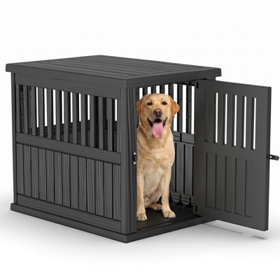 39.4" Extra Large Resin Dog House, Weatherproof Outdoor Kennel with Asphalt Roof for Large Breeds