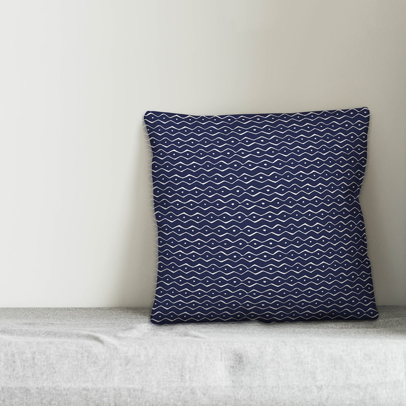 Geometric Throw Pillow, 16" x 16", Navy Chevron 2