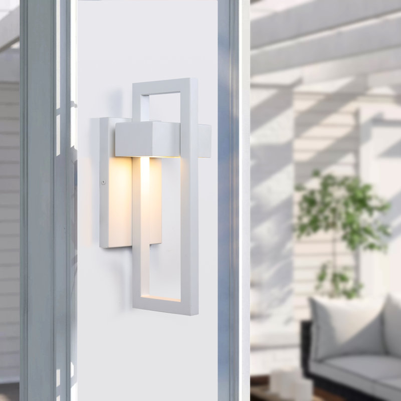 Navona Wrought Iron LED Wall Light, White, 13.6" H x 5.1" W x 5.5" D