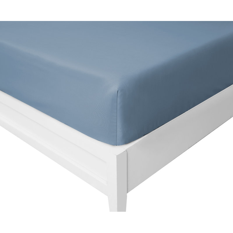 Nautica Cotton Blend Solid Fitted Sheets, Queen Fitted Sheet, Blue
