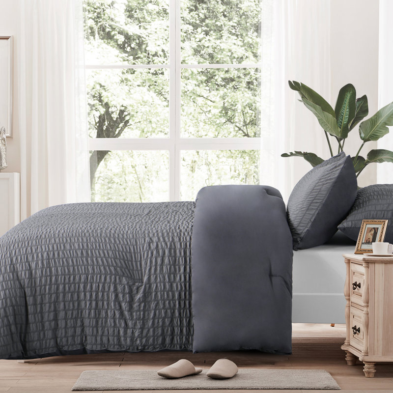 Ensemble d'édredon léger Suniya, Édredon pour très grand lit + 2 très grandes ta, gris