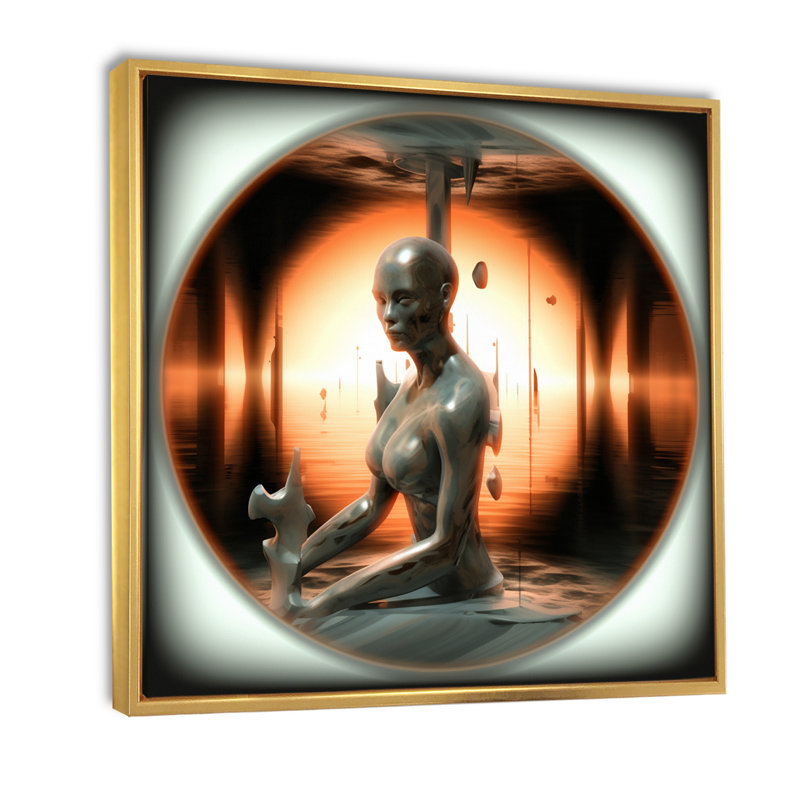 A.I. Sci-Fi Dreams Of Singularity, H 36 po x l 36 po x P 1,5 po, Cadre flottant doré