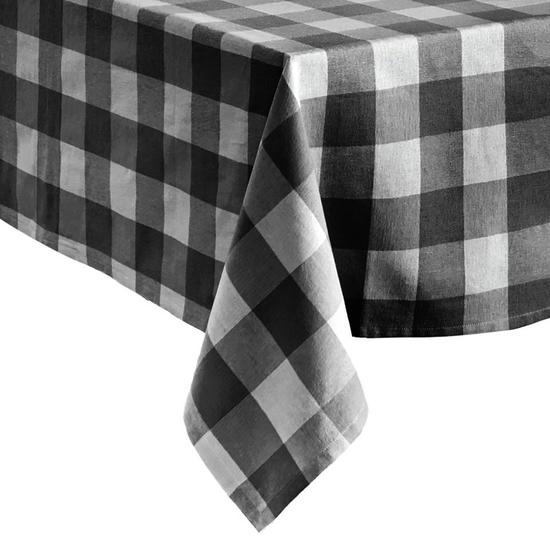 Skookum Buffalo Check Tablecloth, Black/White, 120" L x 60" W