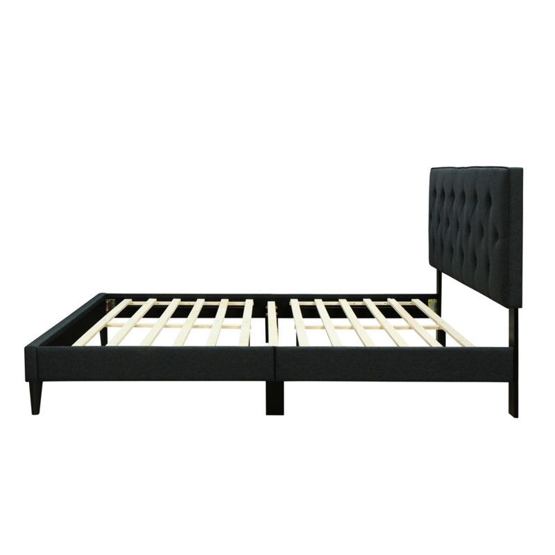 Grand lit noir dans une boîte en tissu noir - Fonction d'ameublement prêt-à-monter