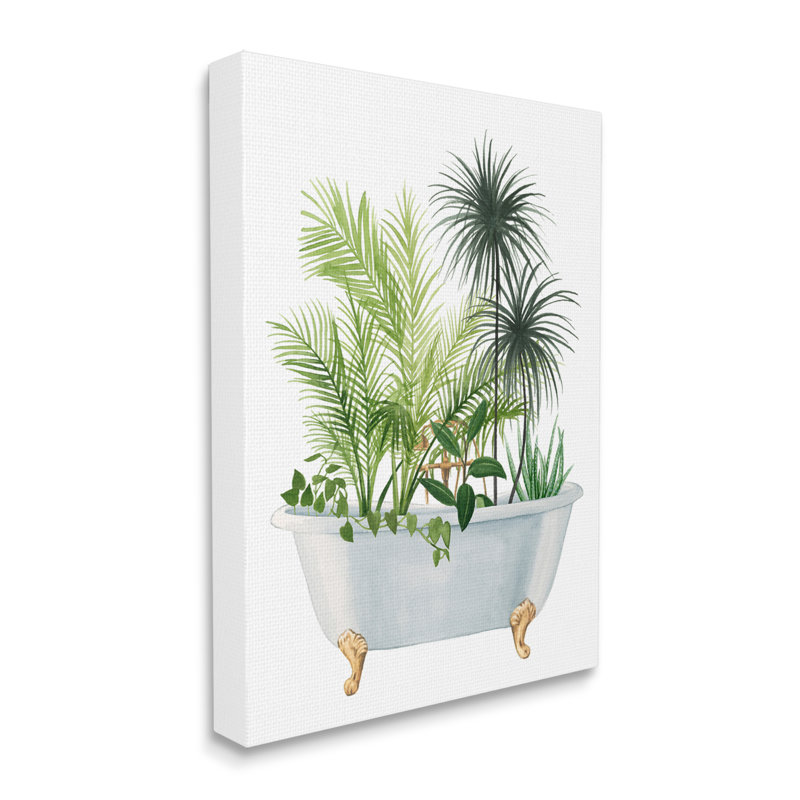 «Mixed Plant Leaves Antique Bathroom Tub Stretched» par Grace Popp, H 40 po x l 30 po x P 1,5 po