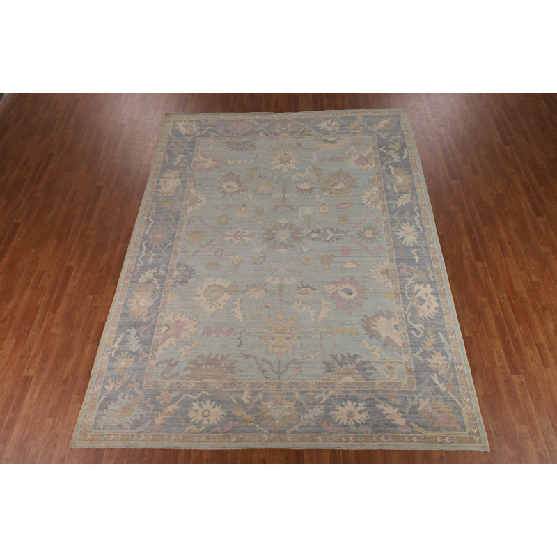 Tapis bleu clair clair Oushak 9 x 12
