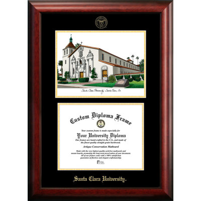 Santa Clara University 10W X 8H Gold Embossed Diploma Frame With Campus Images Lithograph