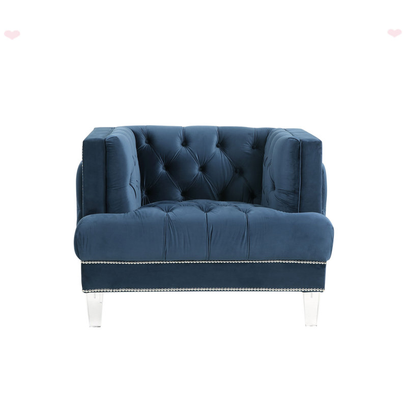 Chaise moderne en velours pour le salon, Velours bleu