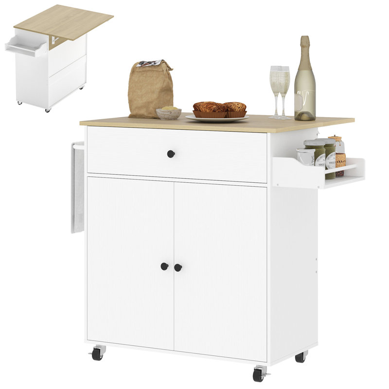 106 Cm Kitchen Island with Locking Wheels