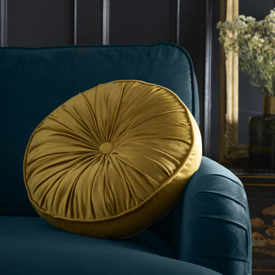 Laurence Llewelyn-Bowen Round Pleat Round Cushion Ochre