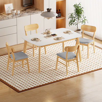 Ensemble de salle à manger 5 pièces Gariepy avec plateau en faux bois et chaises rembourrées