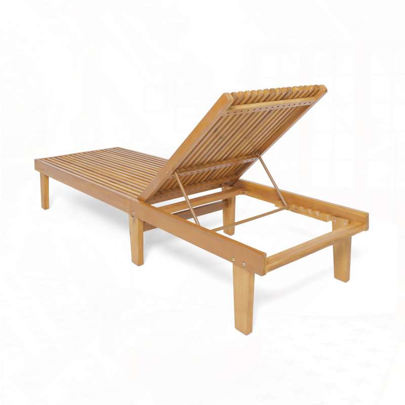 Chaise longue de patio en bois massif, Teck