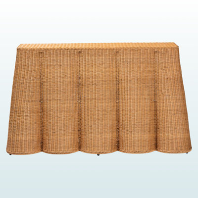 Brazley Bali & Pari Palm Bohemian Seafoam Scallop Rattan Console Table